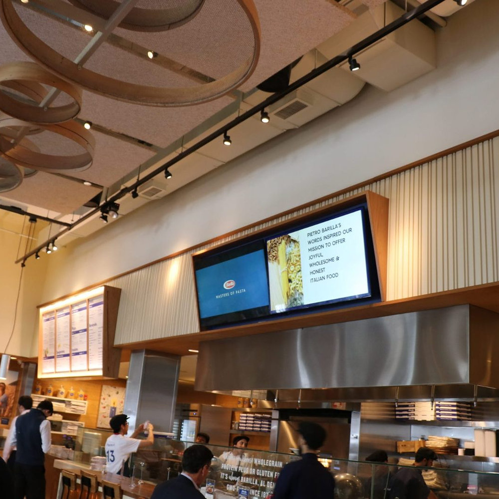 Barilla Restaurant, restaurant interior in New York City built by AIK Renovations, New York general contractor
